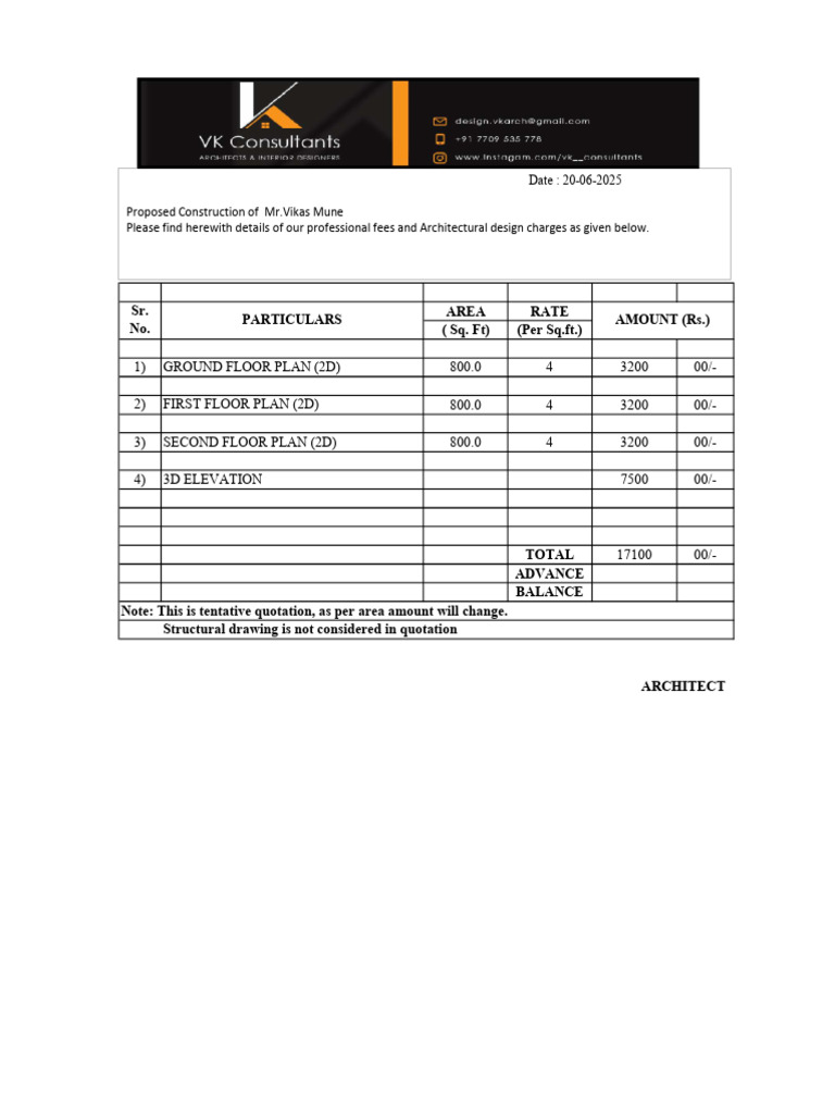Architectural Design Quotation Details | PDF