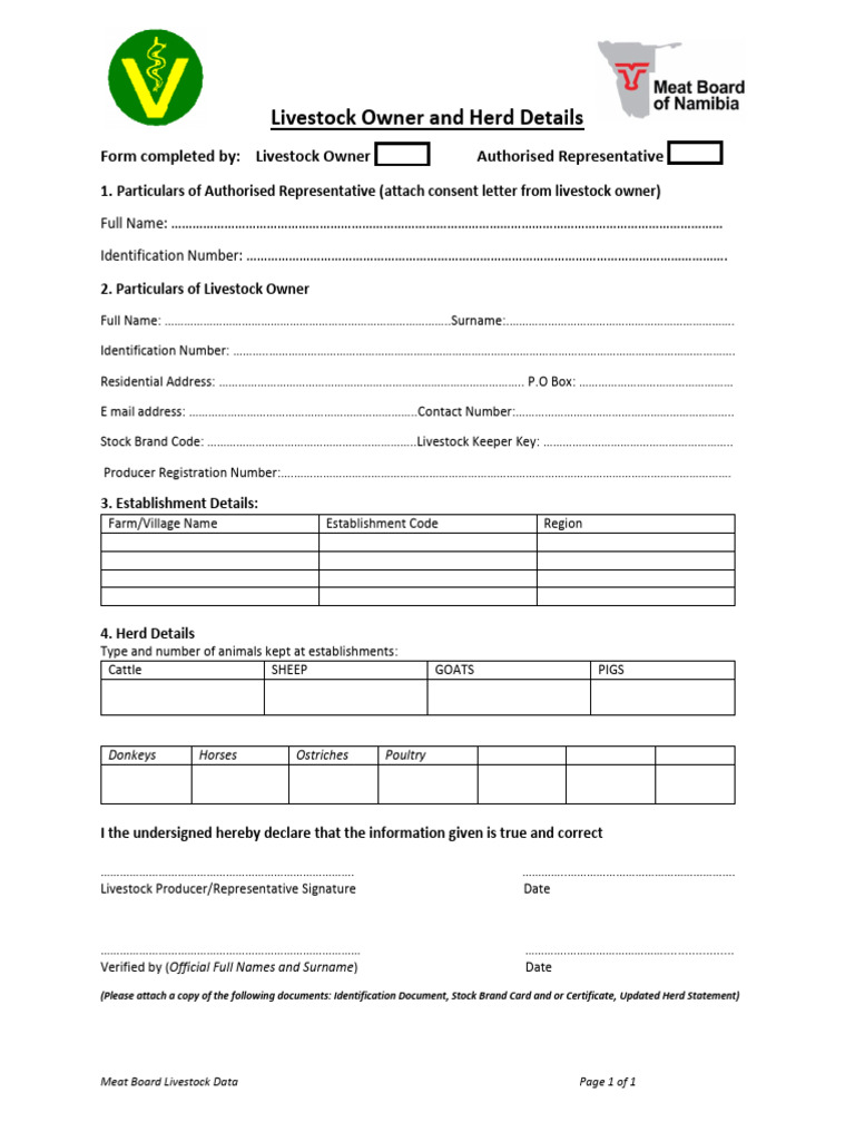 Livestock Owner Registration Form | PDF