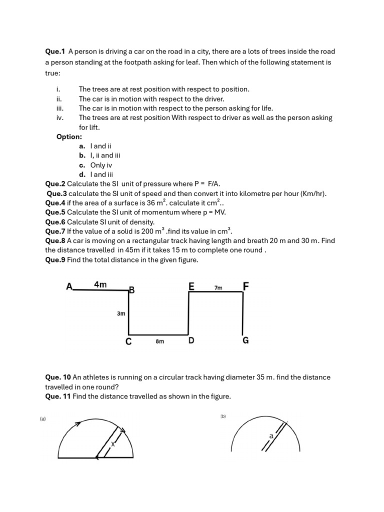 Physics Motion Questions and Calculations | PDF | Speed | Acceleration