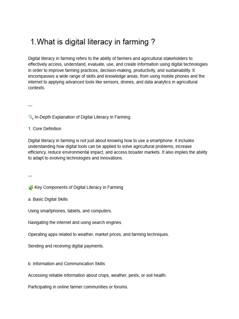 Digital Literacy in Modern Agriculture | PDF | Agriculture | Internet ...