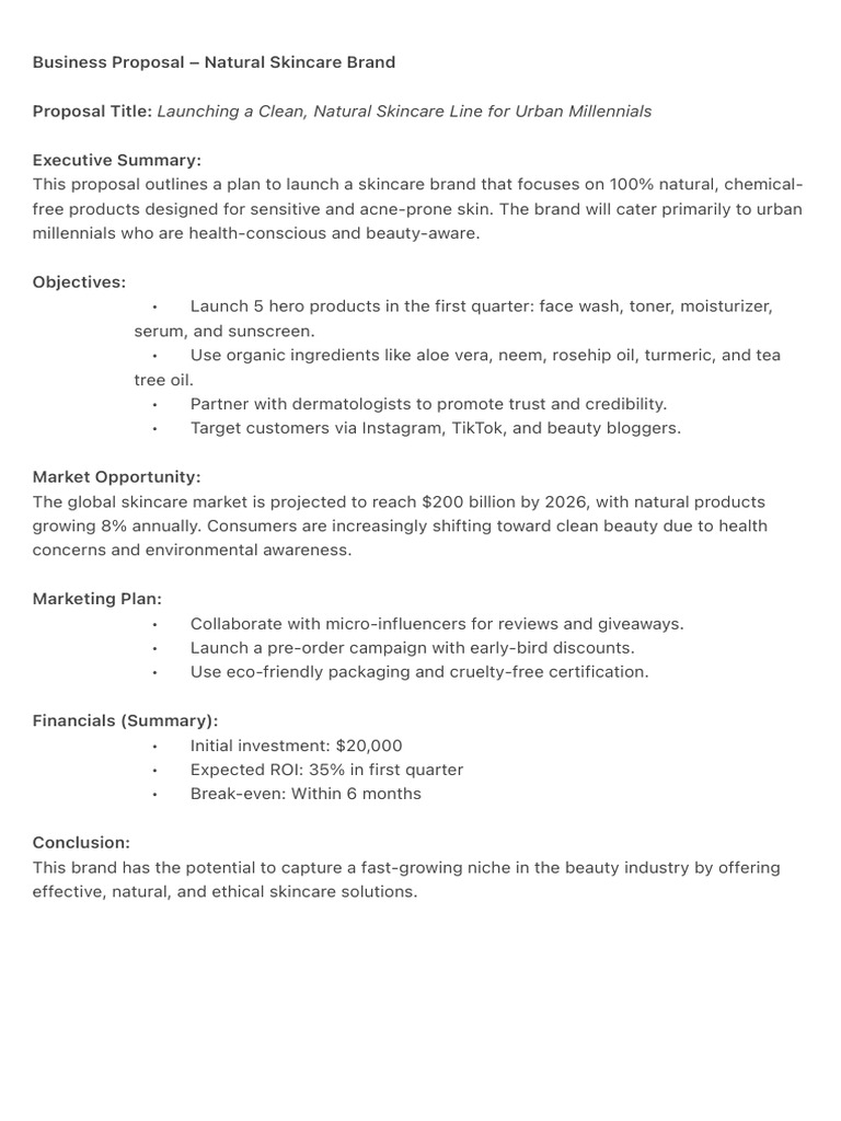 Urban Millennial Skincare Proposal | PDF