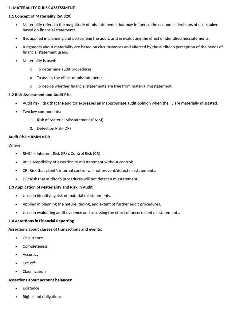 Materiality, Risk Assessment | PDF | Internal Control | Audit