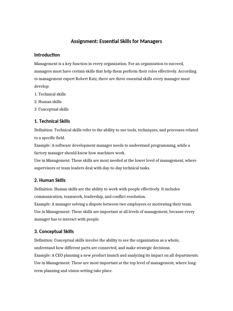 Musa Essential Skills For Managers Assignment 1 | PDF | Skill ...