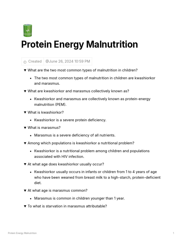 Protein Energy Malnutrition | PDF | Vitamin D | Anorexia Nervosa