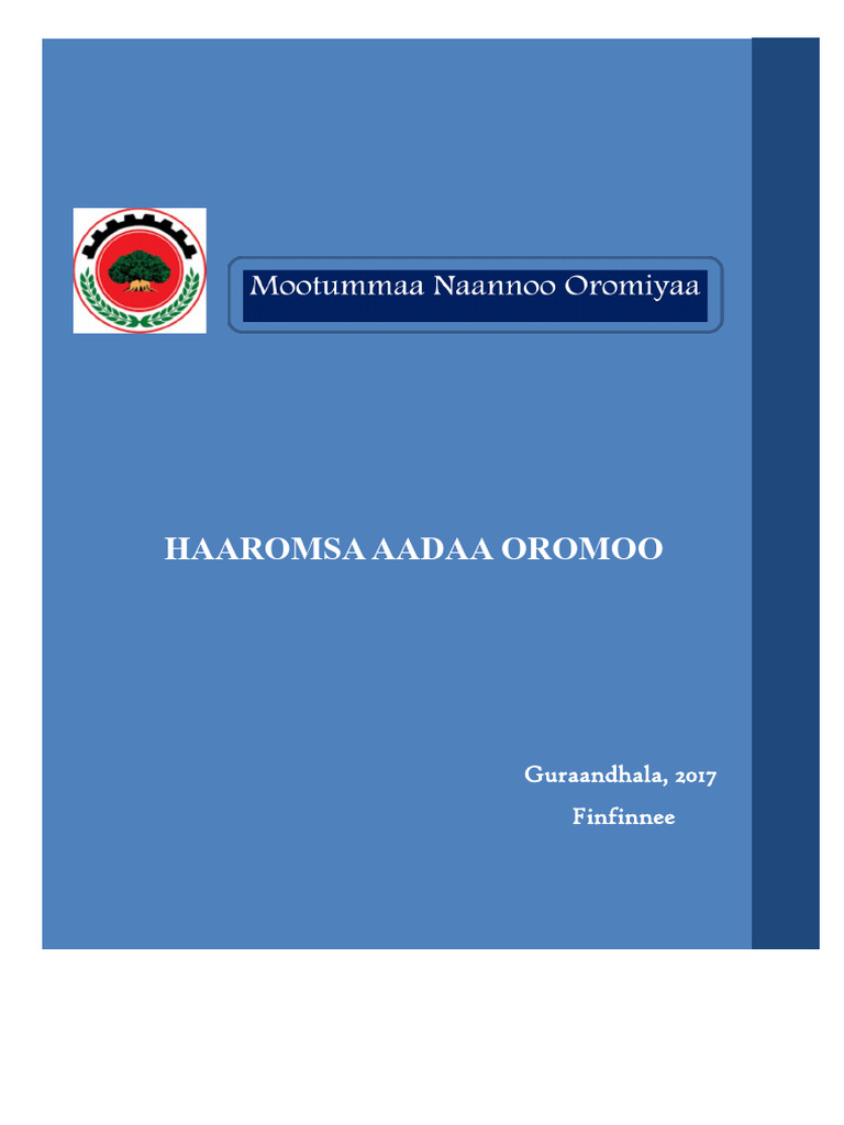 Haaromsa Aadaa Oromoo 2017 | PDF