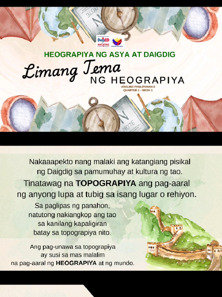 Limang Tema Ng Heograpiya Ap 8 Q1 W1 Pdf