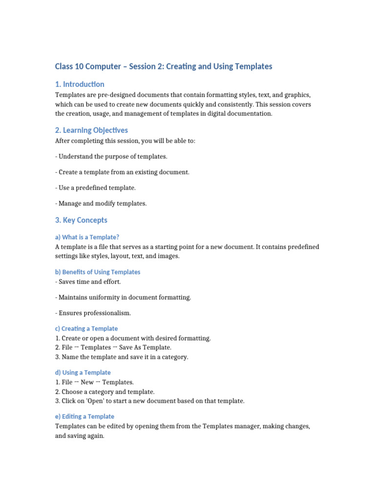 Class 10 Computer Session 2 | PDF