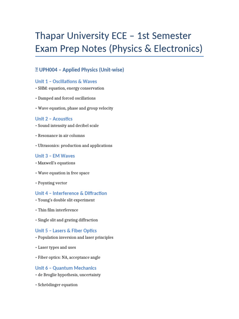 ECE 1st Sem Exam Prep Notes | PDF