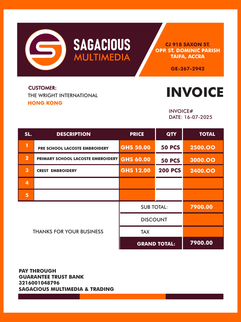 Invoice for St. Dominic Church Supplies | PDF