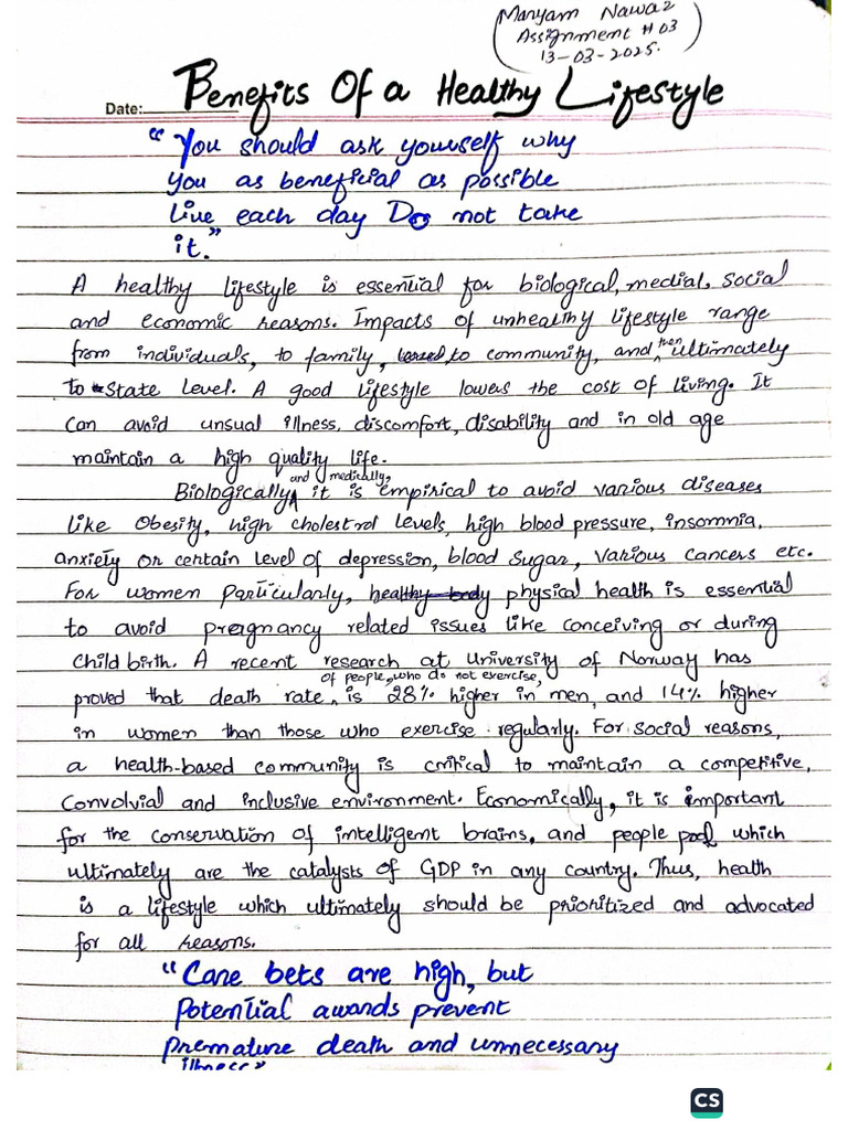 Benefits of Healthy Lifestyle | PDF