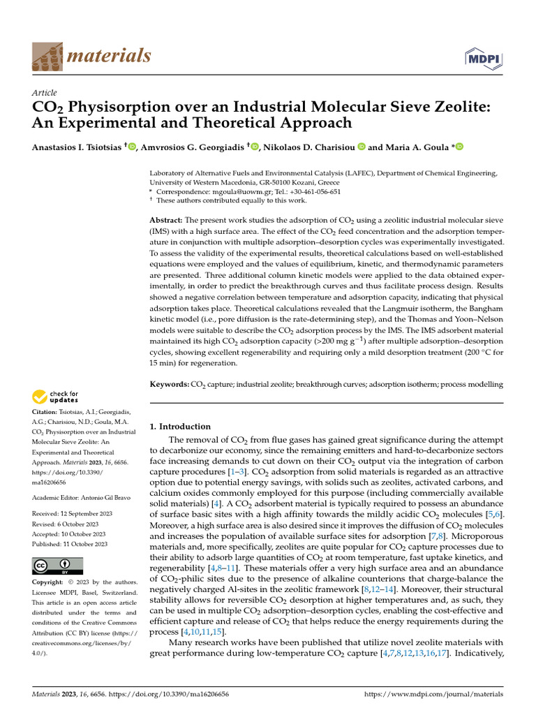 CO2 Adsorption in Industrial Zeolite | PDF | Adsorption | Zeolite