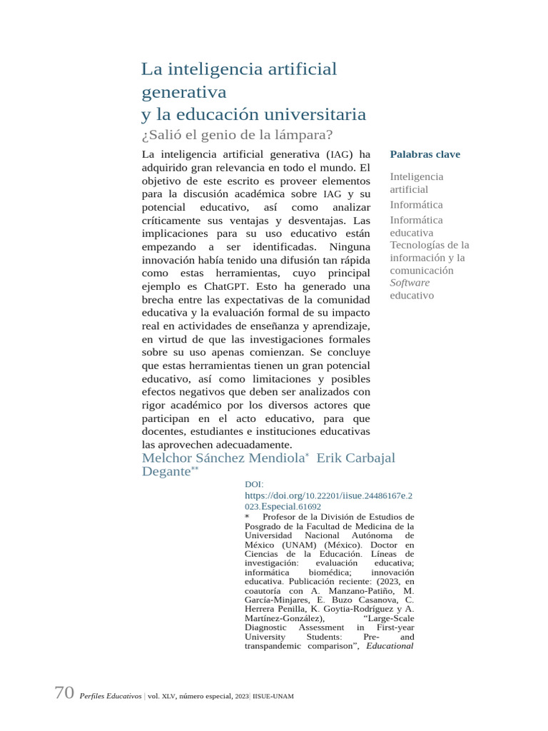IAG y su impacto en la educación universitaria | PDF | Inteligencia ...