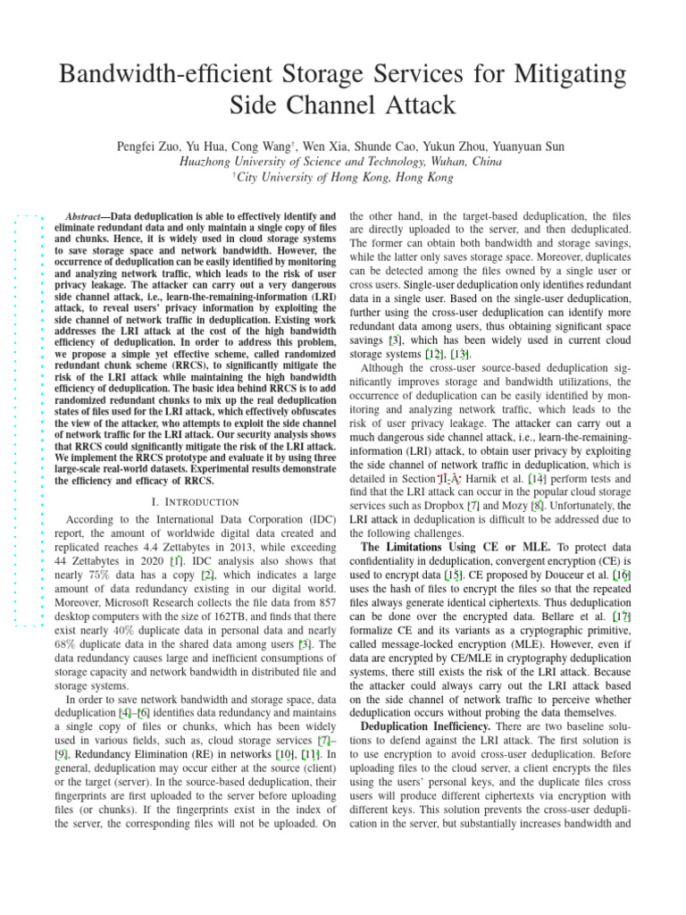 Ref E-Bandwidth-efficient Storage Services For Mitigating Side Channel ...