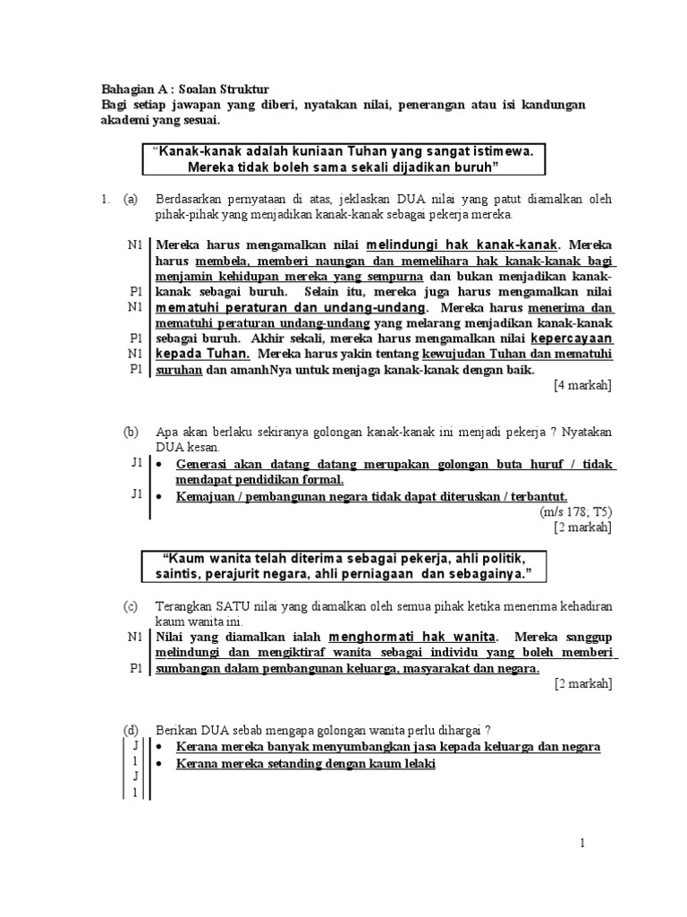 Latihan Jawapan Lengkap Soalan Moral Pdf