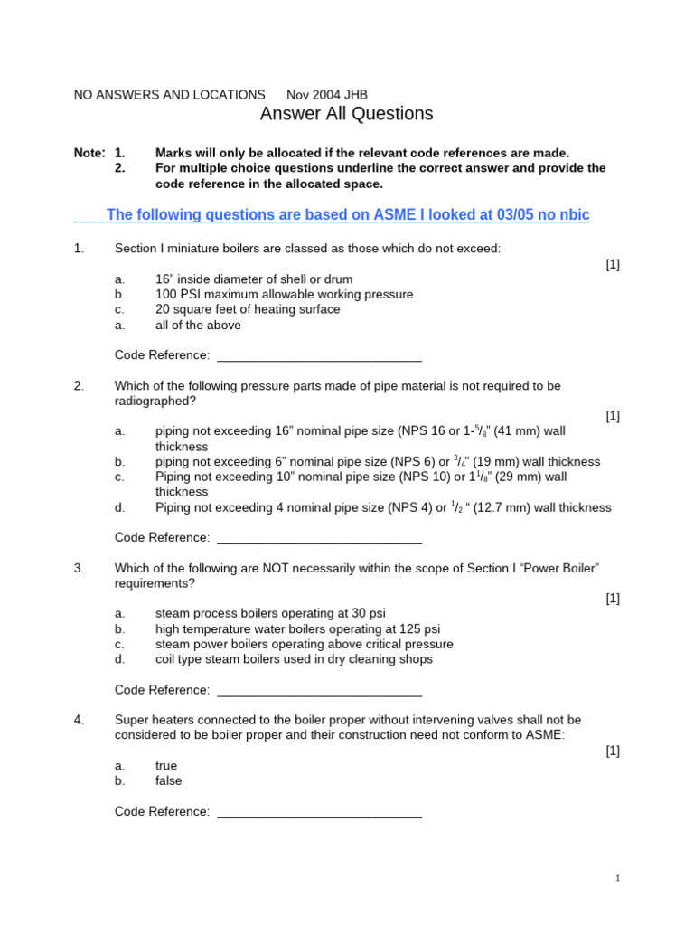 ASME I & IX Exam Questions Guide | PDF | Welding | Construction