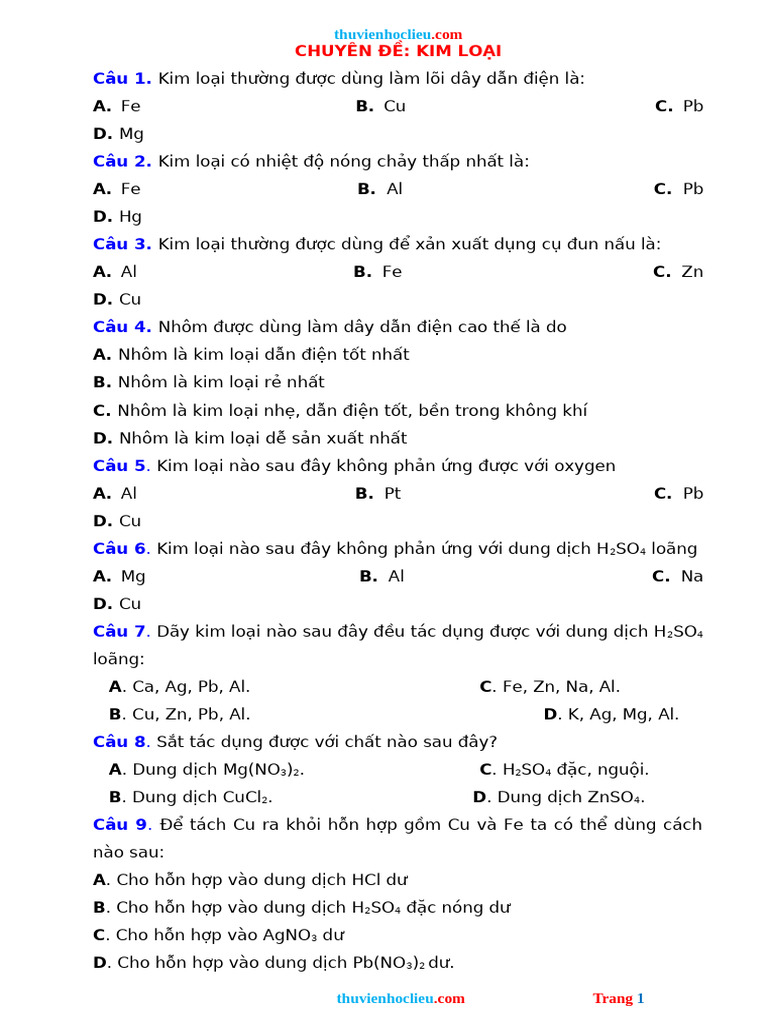 Chuyen de 2 Kim Loai | PDF