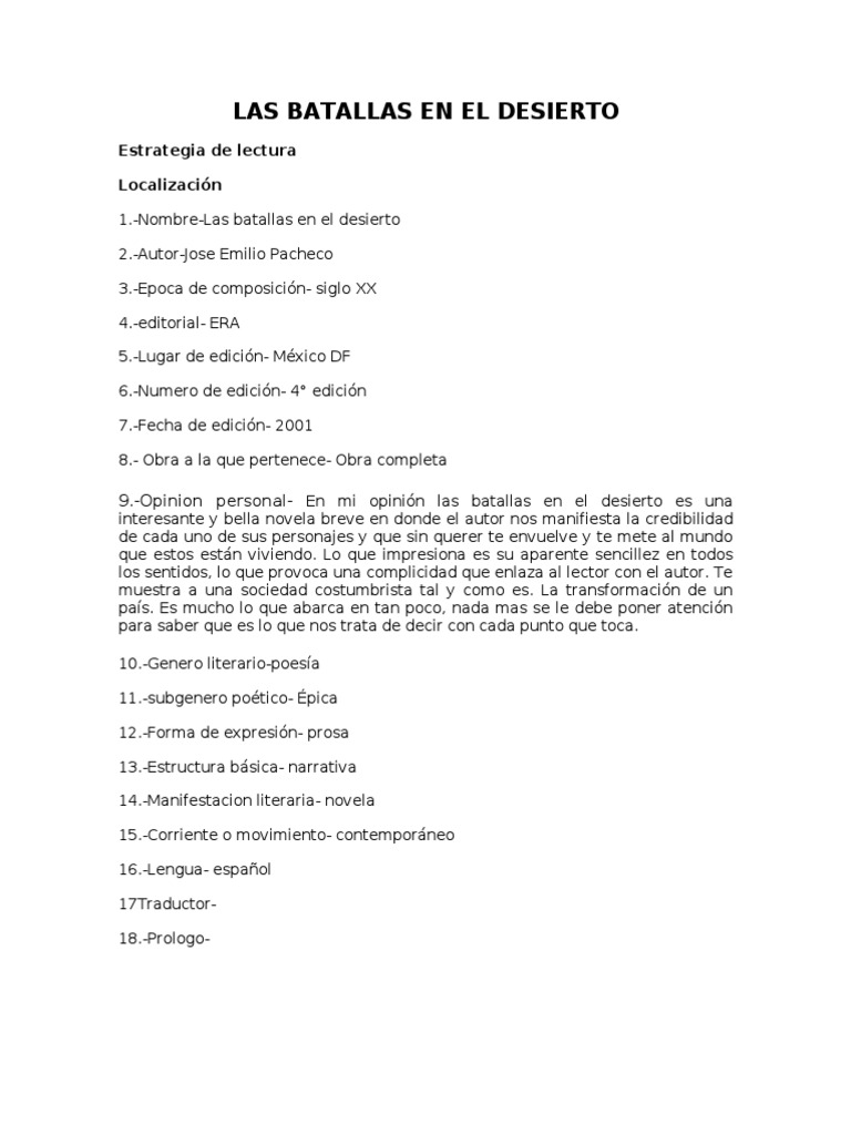 Las Batallas en El Desierto