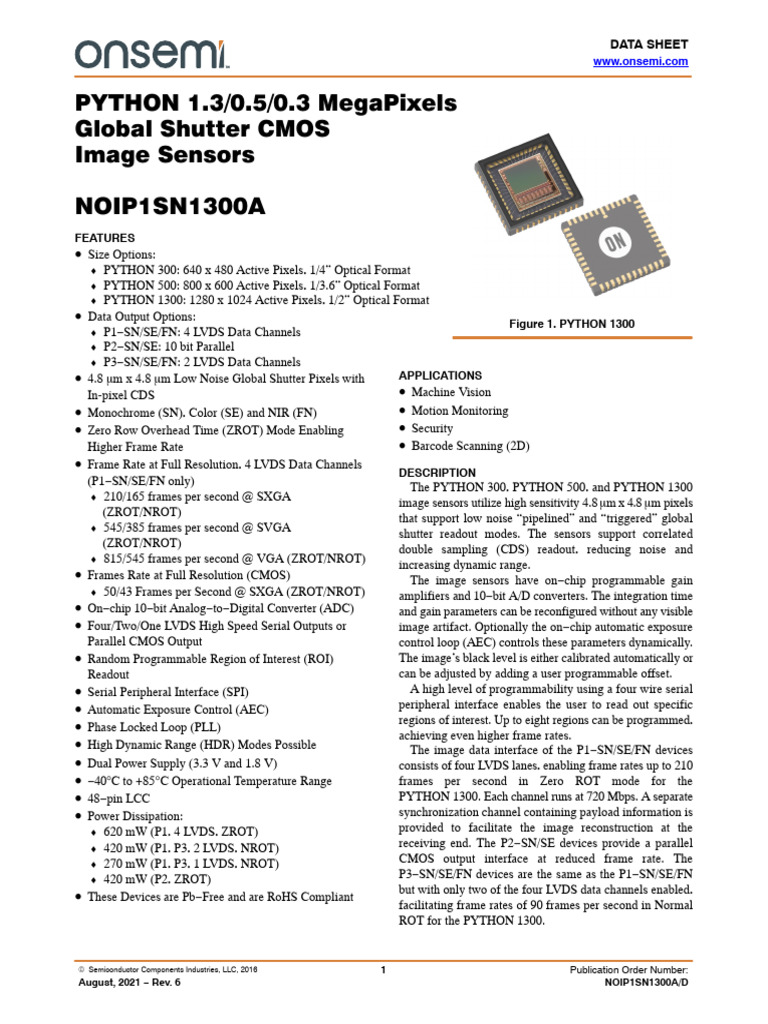 Onsemi Python 1300 Global Shutter Camera | PDF | Electronic Engineering ...