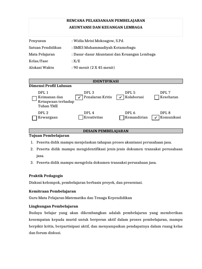 RPP Pembelajaran Mendalam | PDF
