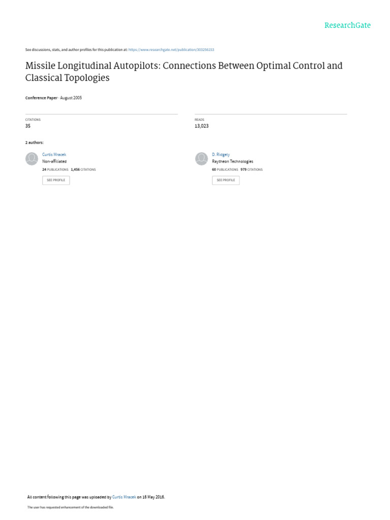 Optimal Approach Autopilot Top Ologies | PDF | Optimal Control ...