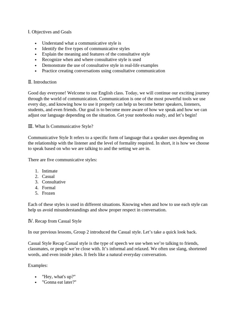 English - Consultative Style | PDF | Communication | Conversation