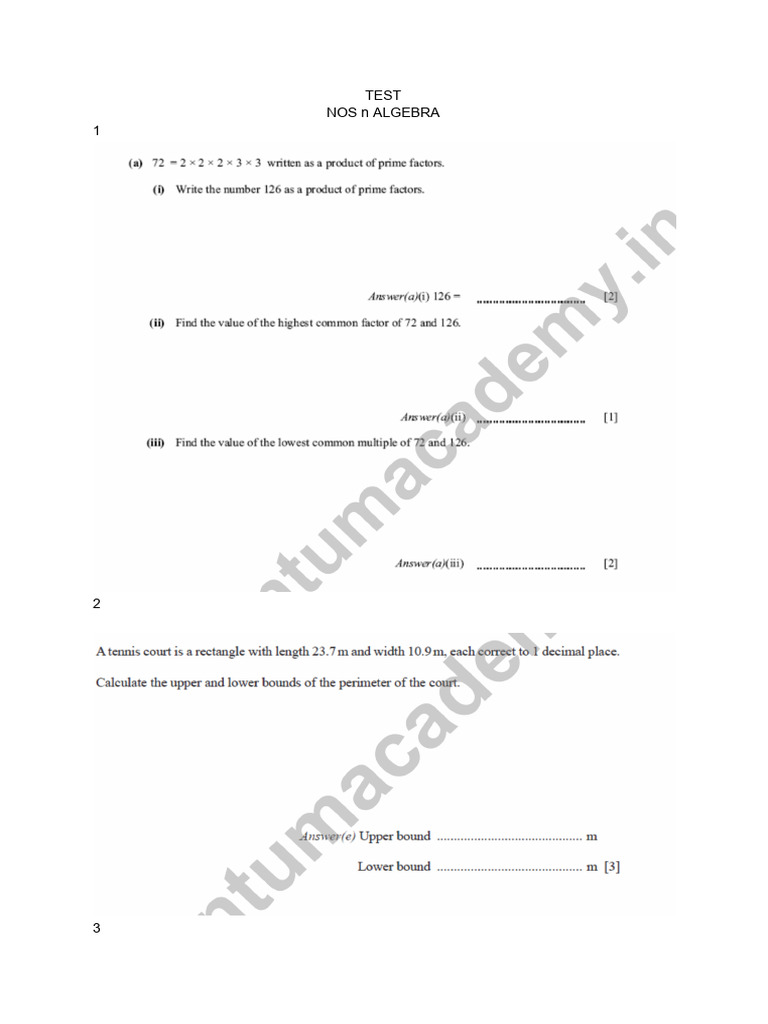 Numbers N Algebra | PDF