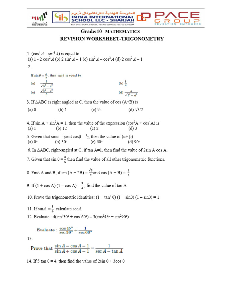 Ws GR 10 Introduction To Trigonometry | PDF