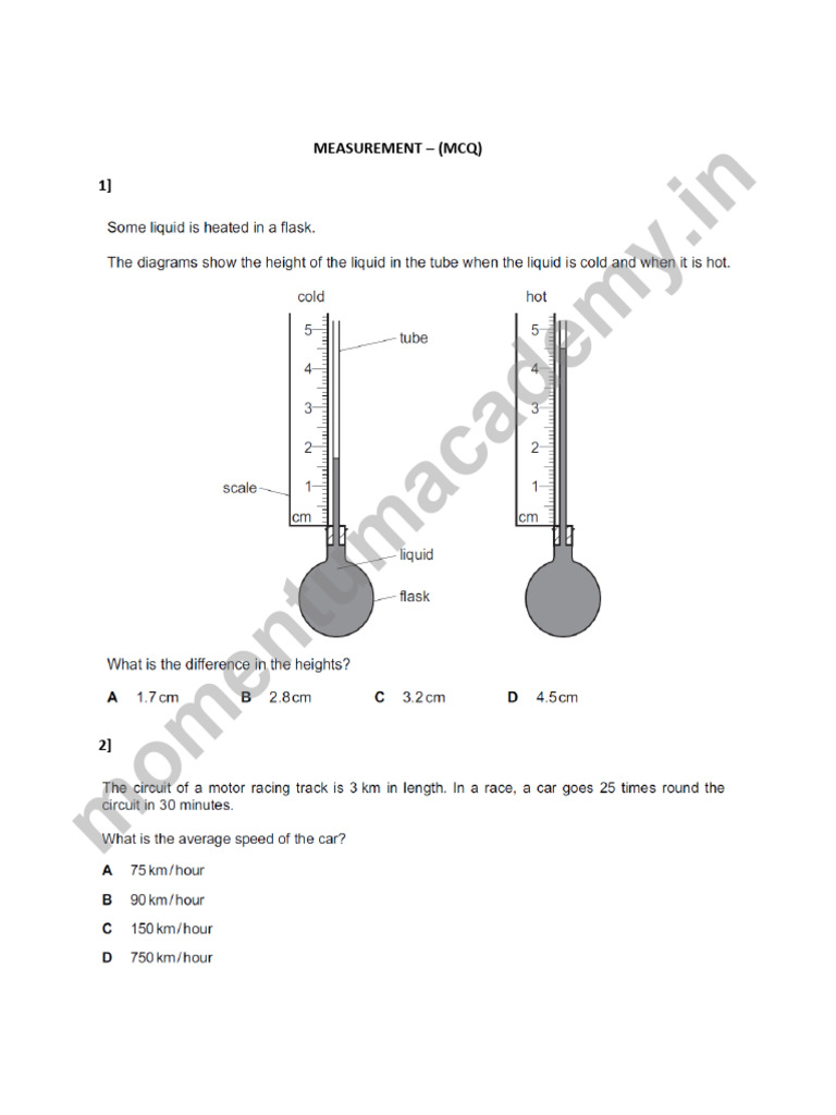 Measurement Mcq Pdf