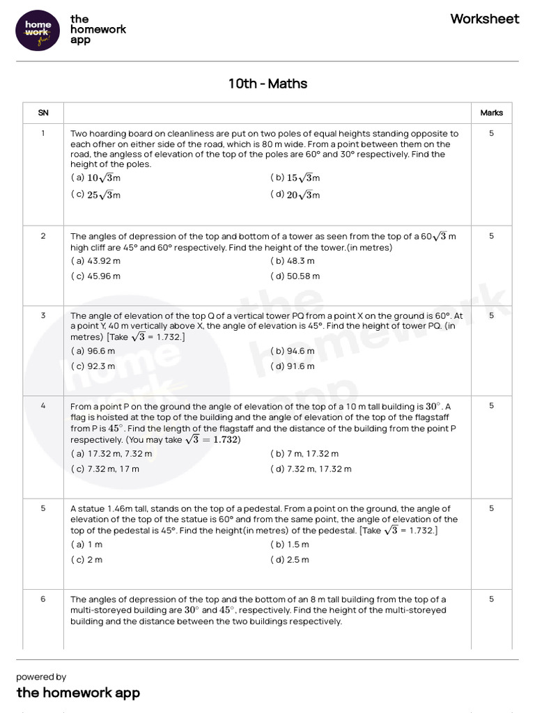 Height Calculation Problems in Trigonometry | PDF | Flag