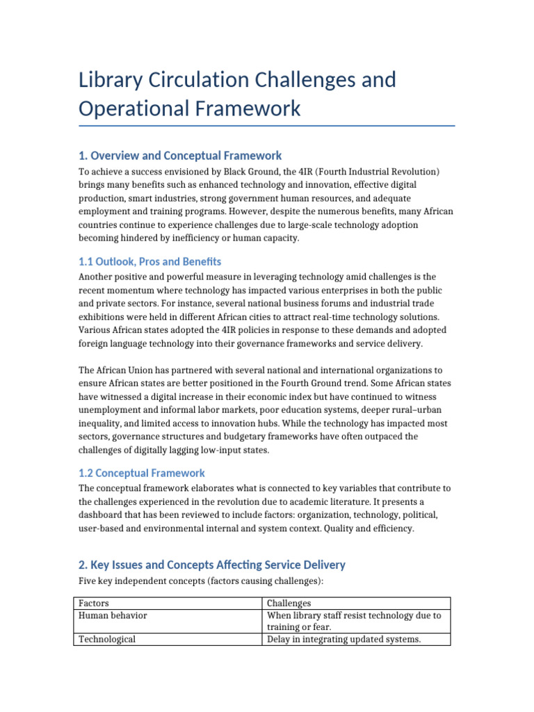 Library Circulation Operational Framework | PDF | Governance | Libraries
