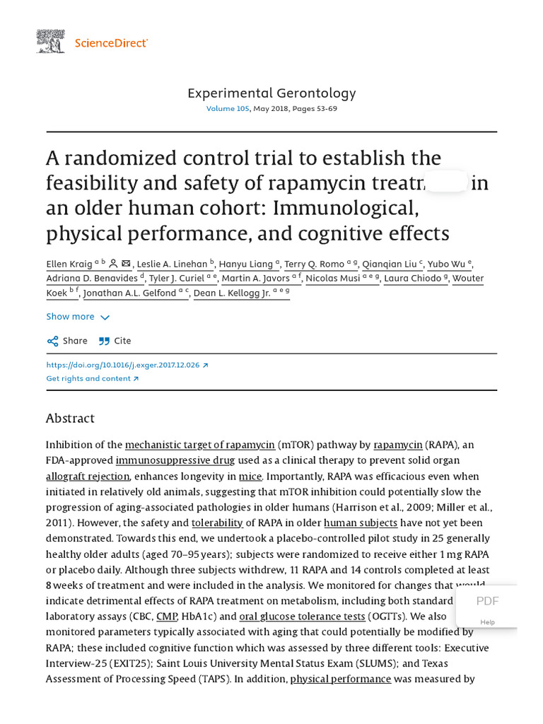 A Randomized Control Trial To Establish The Feasibility and Safety of ...
