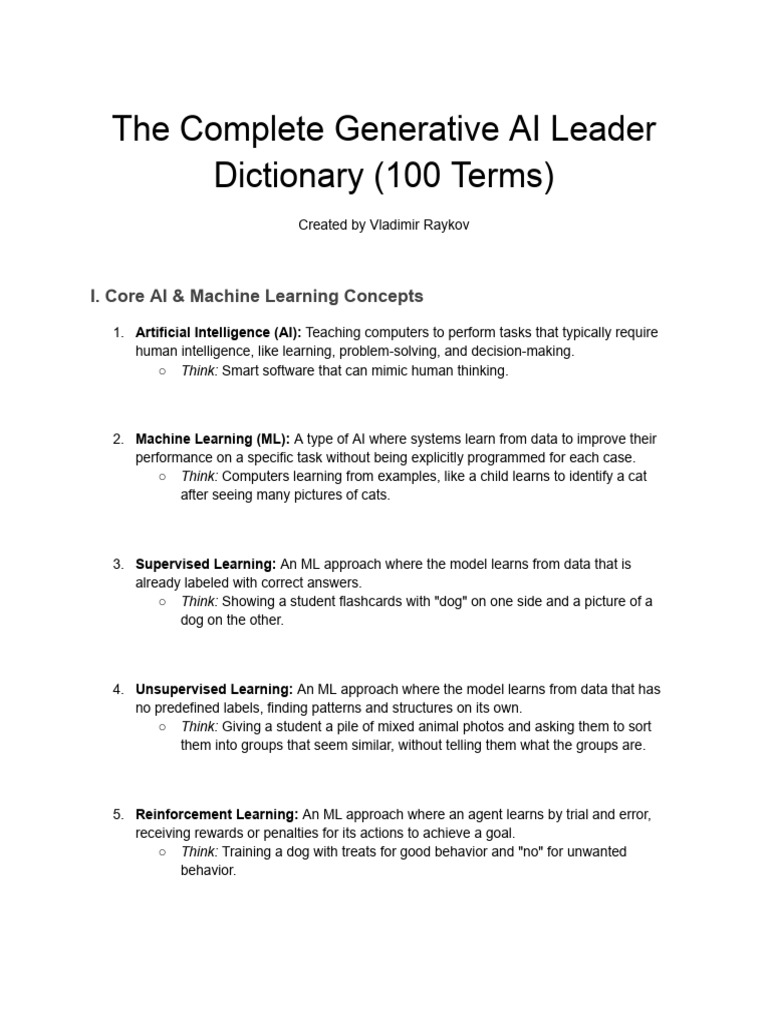 The Complete Generative AI Leader Dictionary (100 Terms) by Vladimir ...