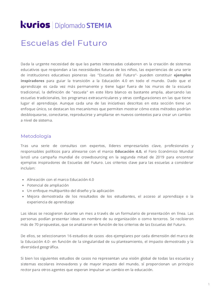 Escuelas del Futuro: Innovación Educativa | PDF | Plan de estudios ...