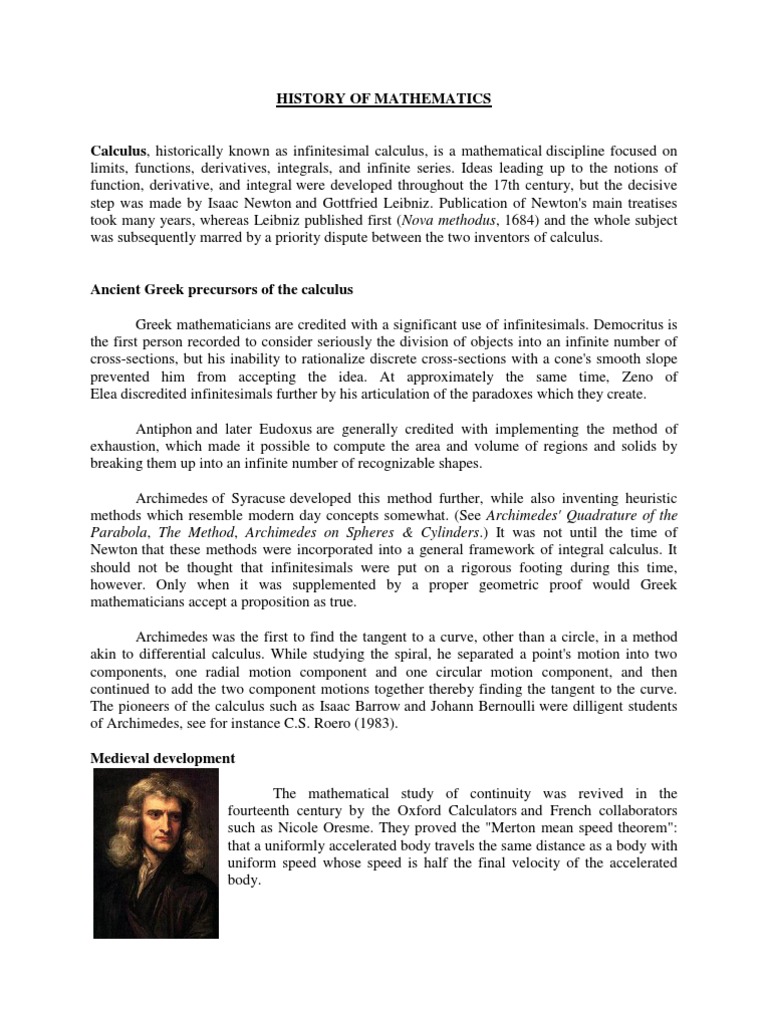 Origins and Development of Calculus | PDF | Calculus | Gottfried ...
