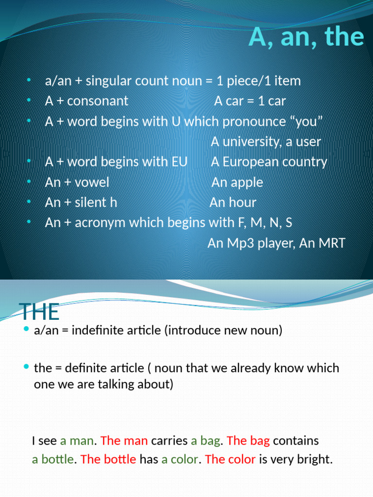 Understanding Articles: A vs. An vs. The | PDF