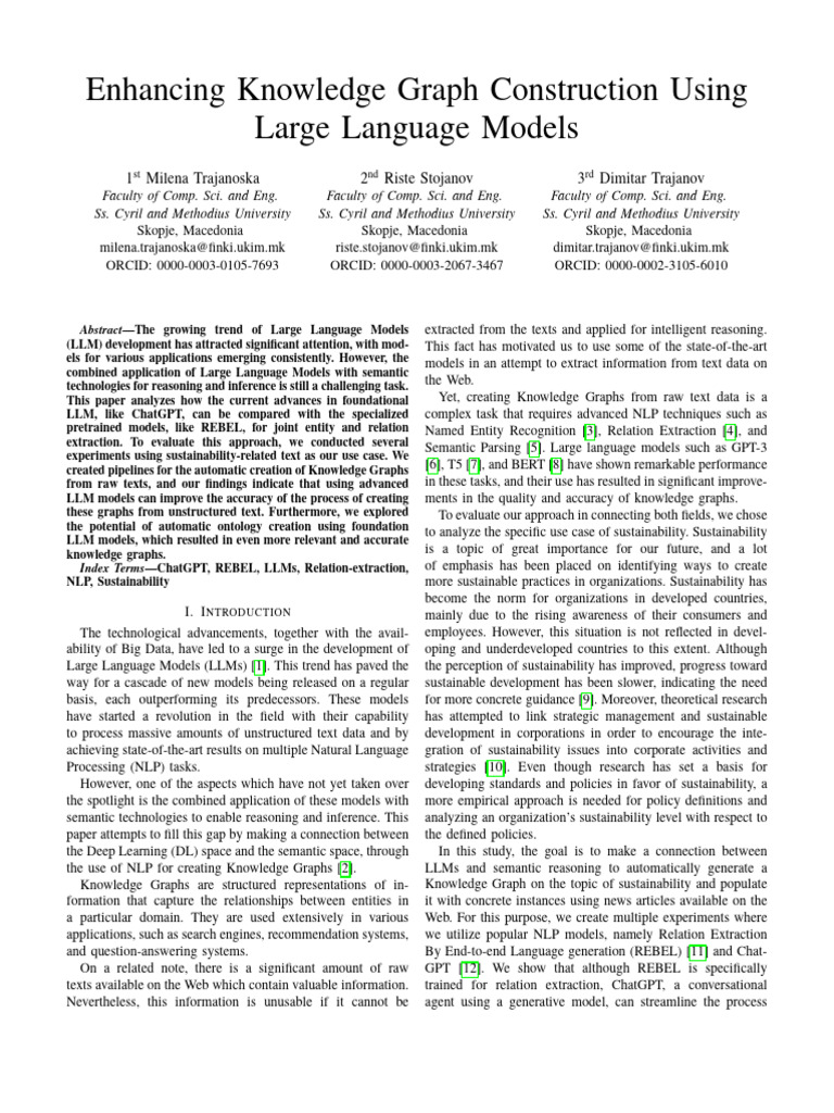 Enhancing Knowledge Graphs with LLMs | PDF | Ontology (Information ...