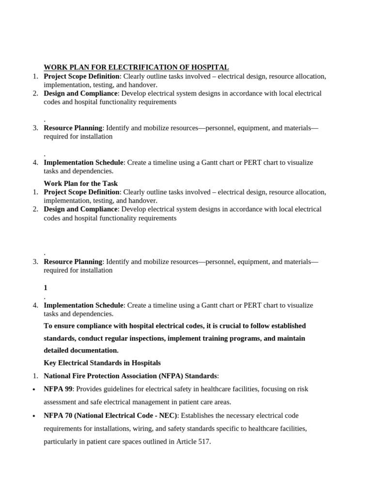 Hospital Electrification Work Plan | PDF | Electric Power Distribution ...