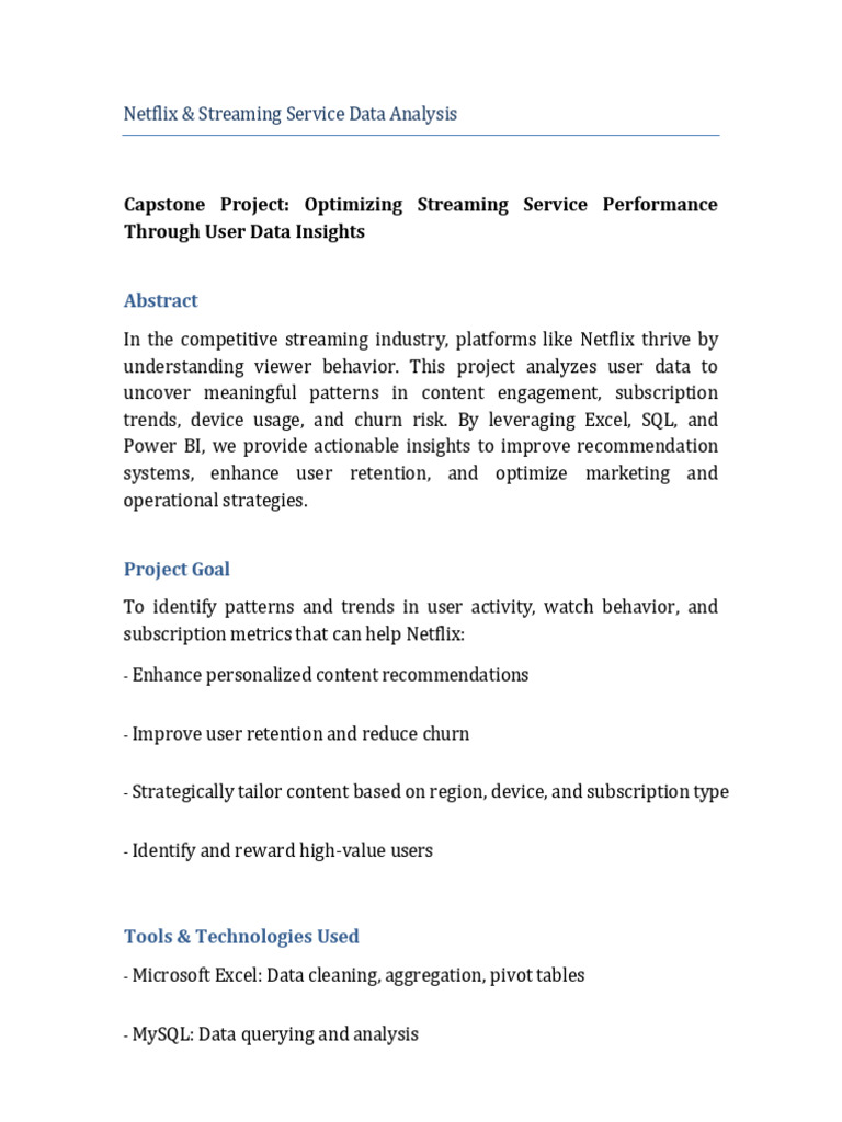 Netflix User Data Insights Analysis | PDF | Netflix | Data