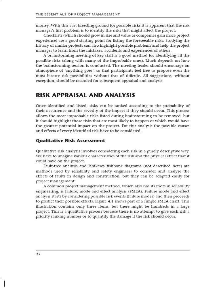 The Essentials of Project Management - (4 Managing Risk) | PDF | Risk ...
