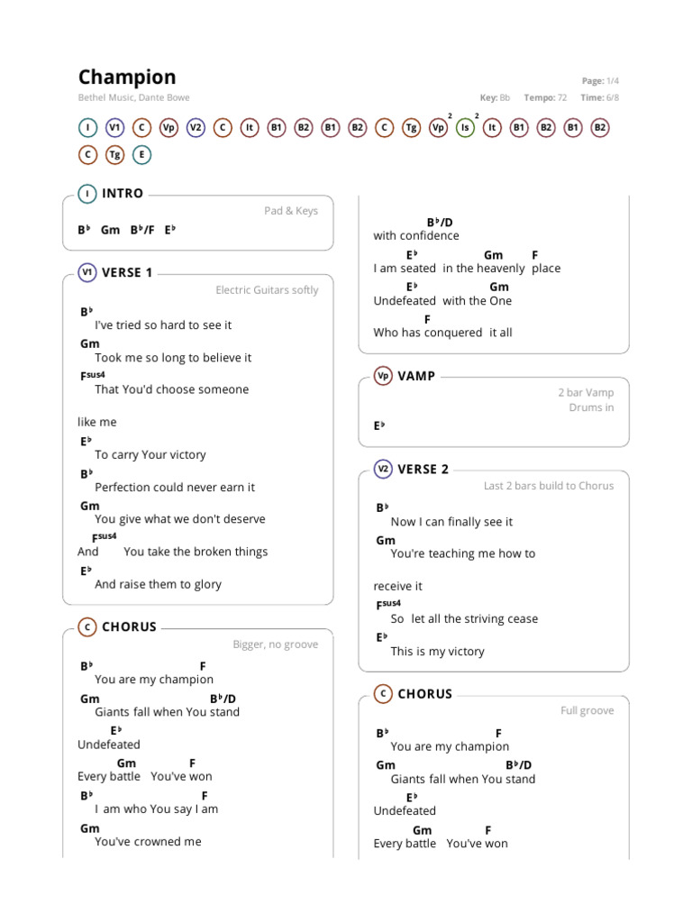 Champion Lyrics and Chords | PDF | Song Structure | Songs