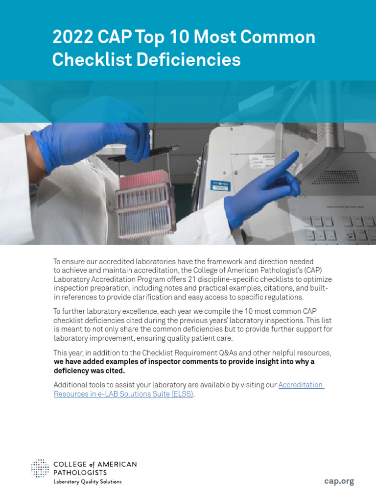 CAP Competency Assessment Checklist | PDF | Medical Laboratory