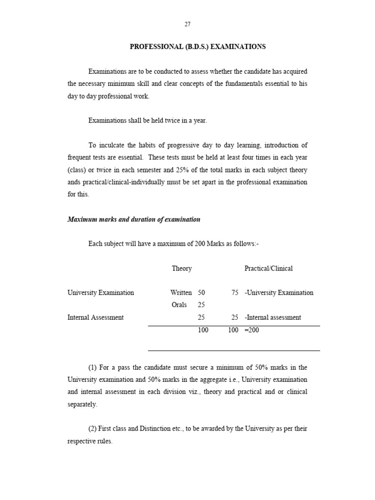 BDS Course Examination Regulations | PDF | Dental Degree | Dentures