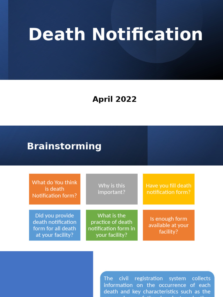 Importance of Death Notification Forms | PDF | Death | Health Sciences