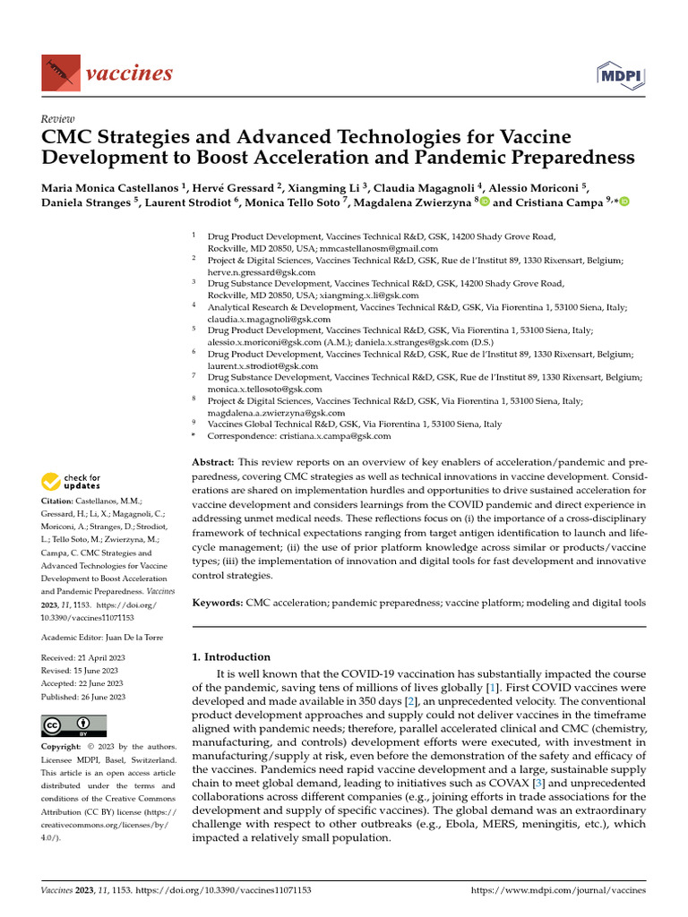 Vaccine Development Strategies for Pandemics | PDF | Vaccines ...