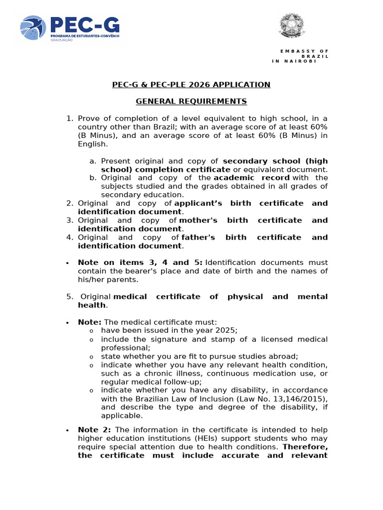 PEC-G & PEC-PLE 2026 Application Guide | PDF | Identity Document ...