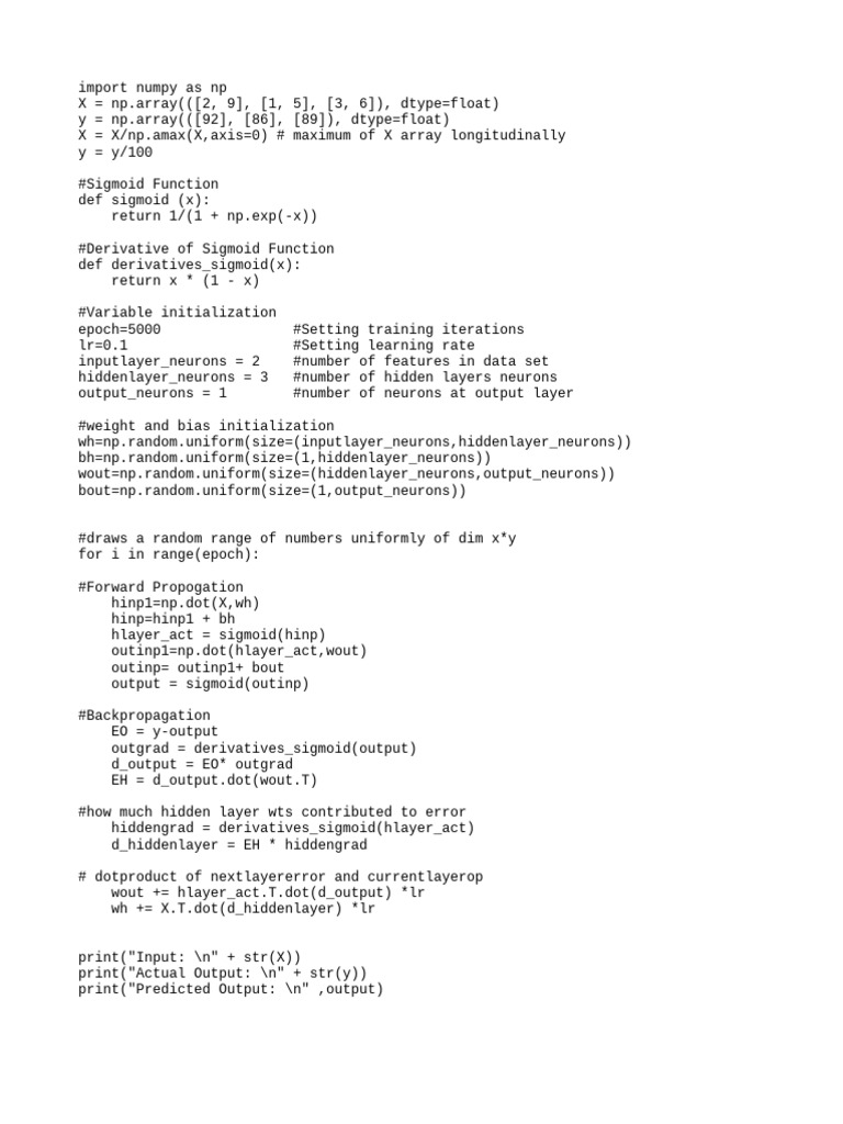 Neural Network Training with NumPy | PDF