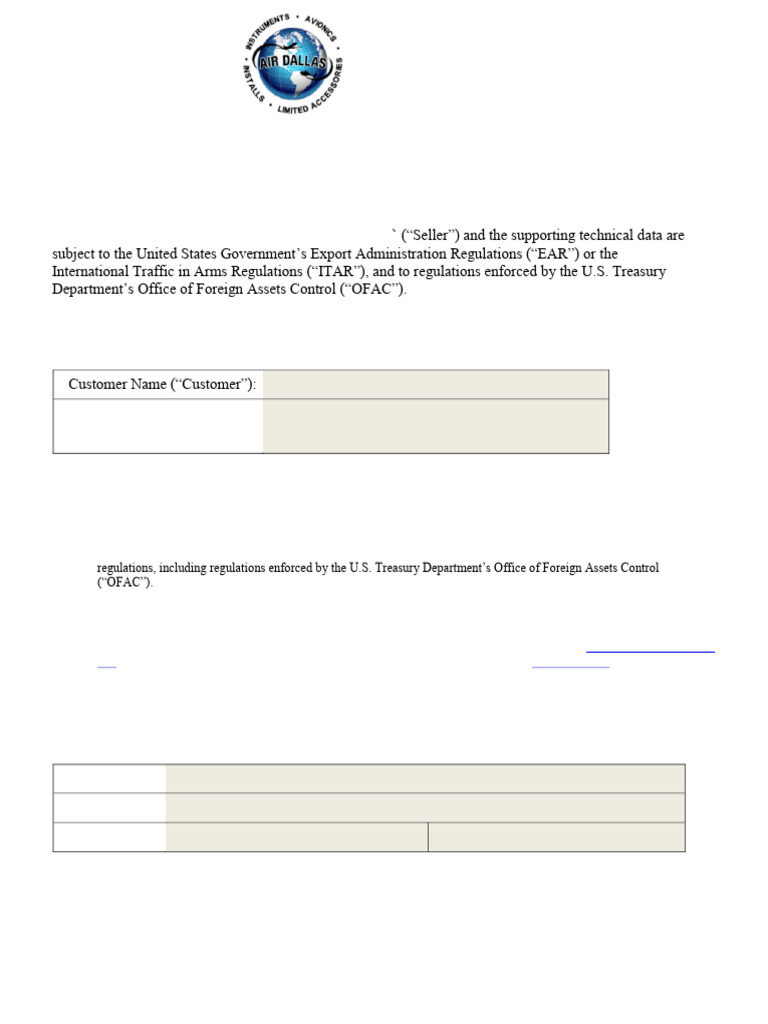 Export Compliance Statement Template | PDF