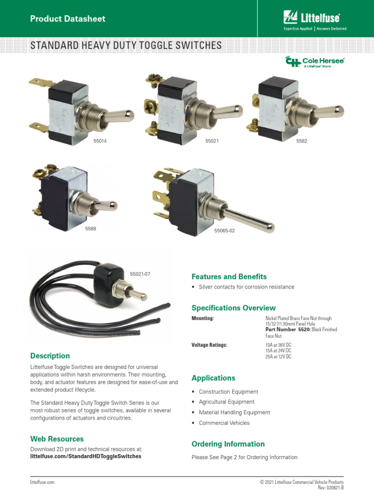 Littelfuse Heavy Duty Toggle Switches | PDF | Switch | Electrical ...