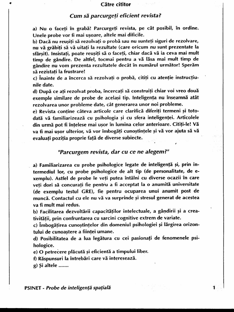 Psinet - Proba de Inteligenta Spatiala | PDF