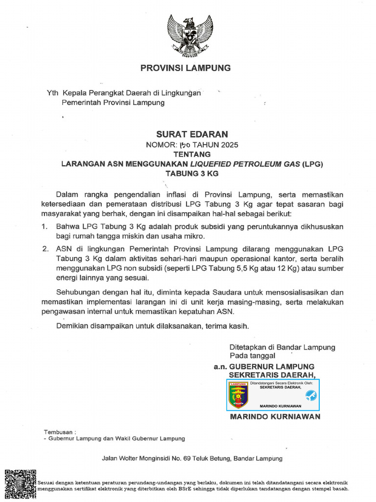 Signed Surat Edaran Nomor 130 Tahun 2025 Tentang Parangan Asn ...